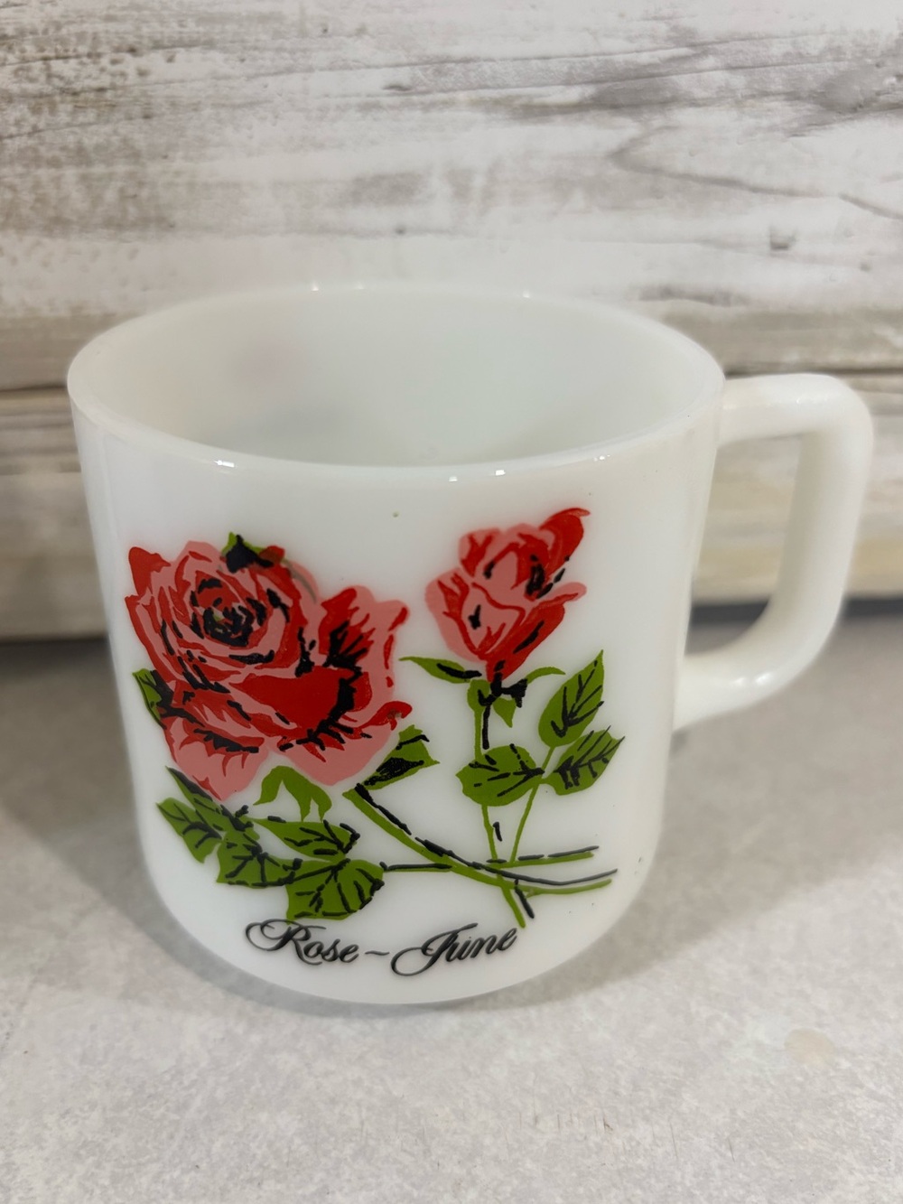 Vintage milkglass June birth flower cup
